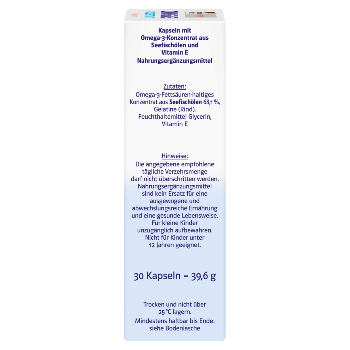 Abbildung der Produktverpackung Doppelherz system OMEGA-3 KONZENTRAT Seitenansicht rechts